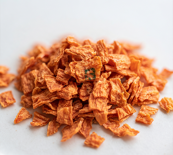 Carrot Flakes (3mm) powder and dried fruit capsule / pods