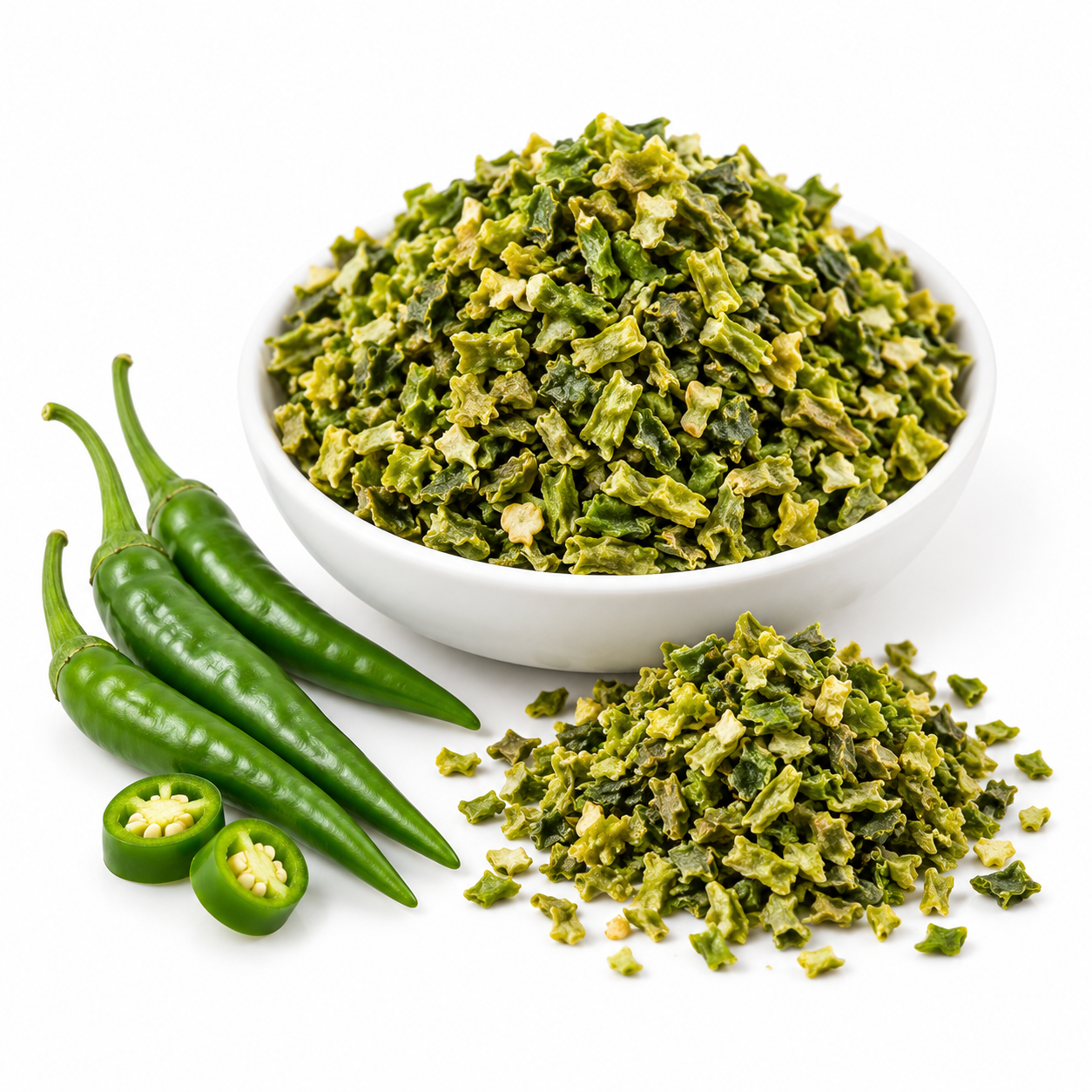 Green Chilli Flakes (Upto 5mm)